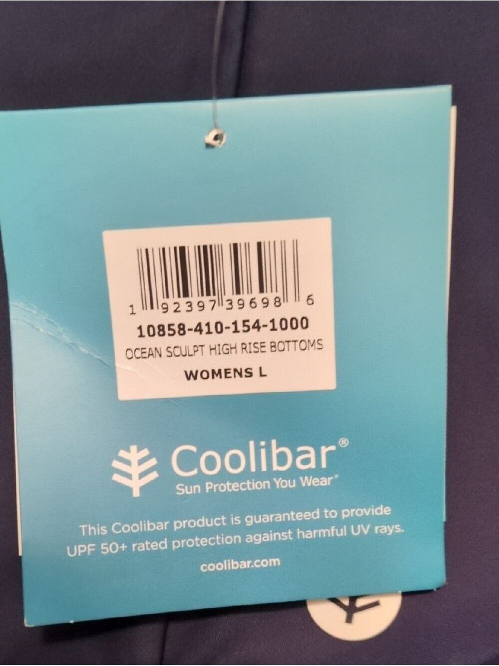 Coolibar Ocean Sculpt High Rise Bottoms Navy Aqua Size Large - Picture 4 of 7